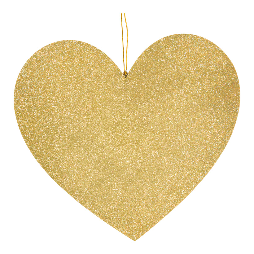 Heart with hanger, 30cm Dicke: 5mm, ouf of wood, flat, with glitter, double-sided