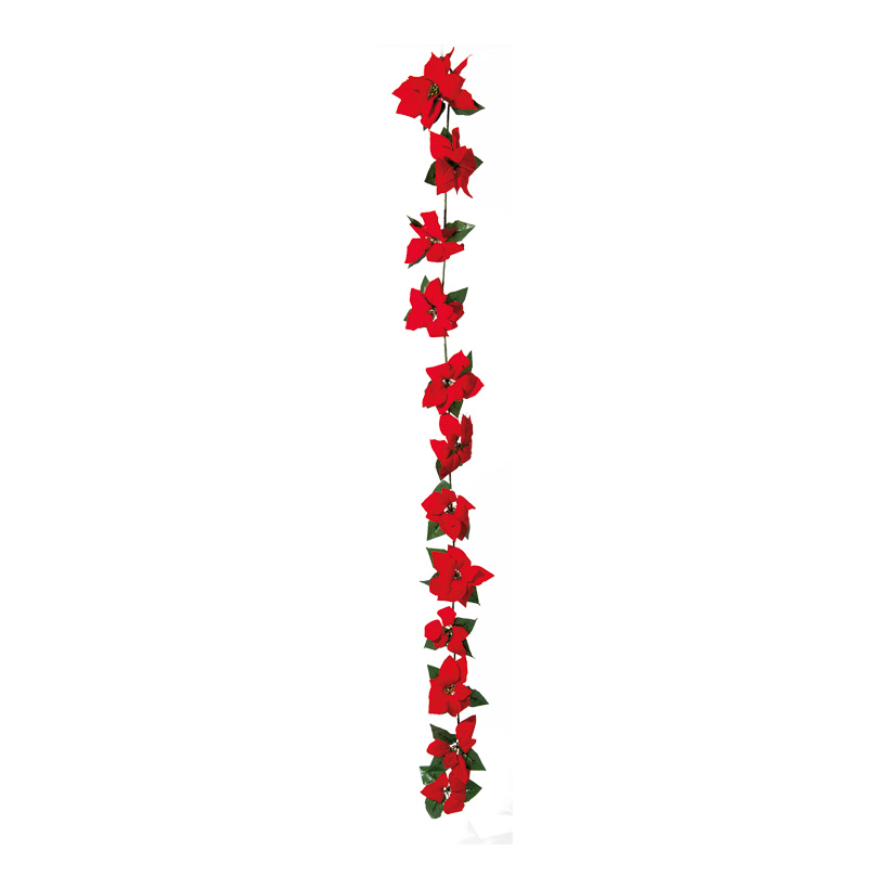 Poinsettiagirlande, 180cm, 12-fach, Kunstseide