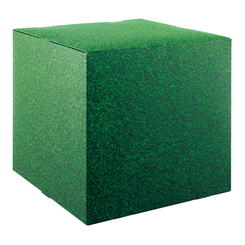 # Motif cube "grass", 32x32x32cm with stabilization inside (cardboard), high printing- & material quality, 450g/m², foldable cardboard
