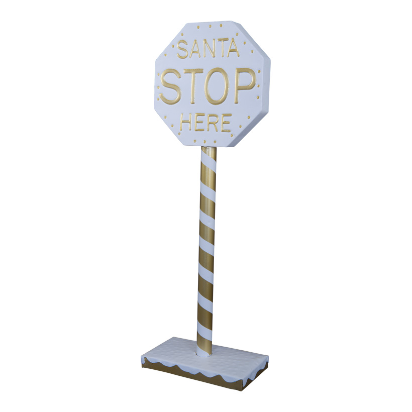 Stoppschild, 90x30cm Metallfuß: 30x16cm, aus Metall, Santa STOP here