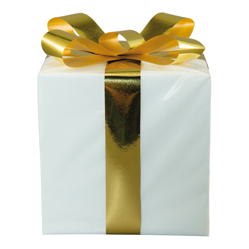 Paquet cadeau, 15x15cm en polystyrène, avec noeud de film
