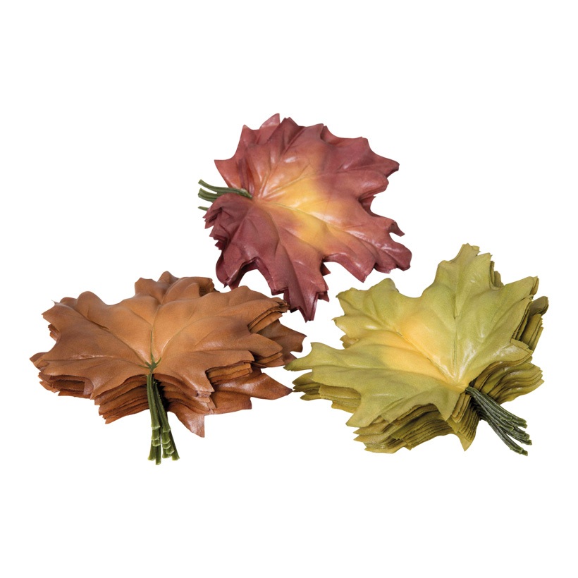 Maple leaves, 13cm, 36pcs./bag, assorted, artificial silk