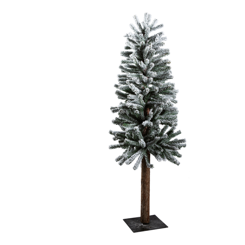 Tannenbaum mit Metallfuﬂ, 150cm mehrteilig, schlank, beschneit