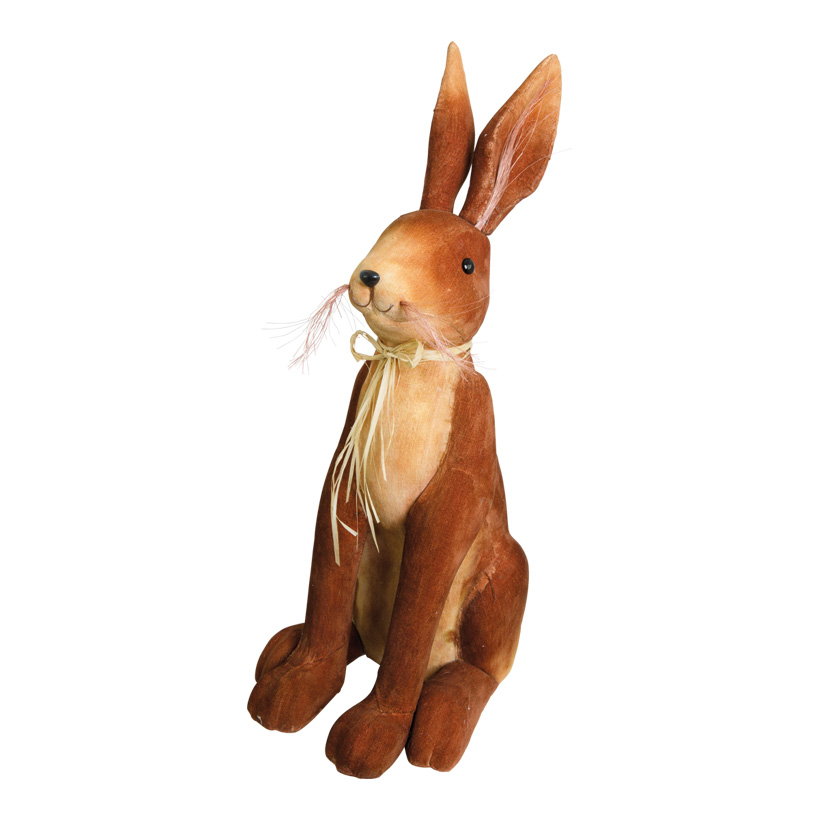 # Rabbit, sitting, 54x30x21cm, styrofoam covered with fabric, bow made of bast
