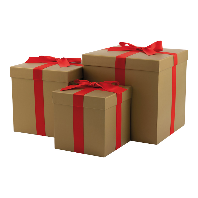 Boîte-cadeau, 30x30x30cm,25x25x25cm 20x20x20cm 3 pcs/set, avec noeud de satin, emboîtables