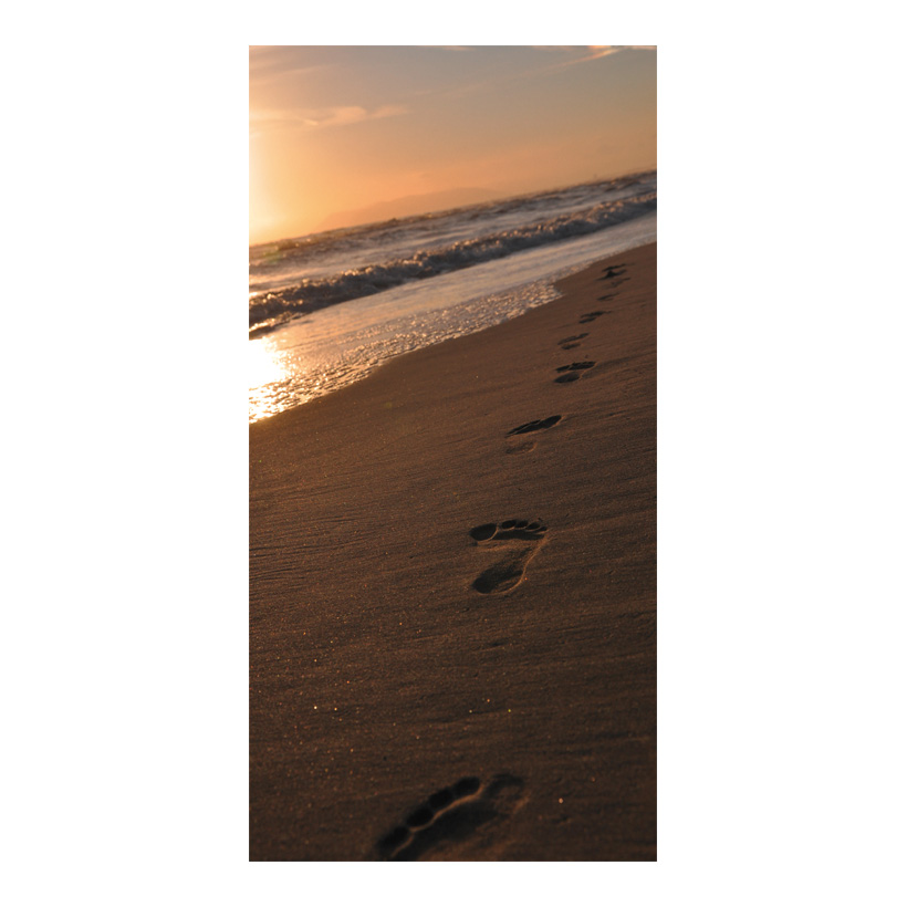 # Motivdruck "Fußspuren im Sand", 180x90cm Stoff