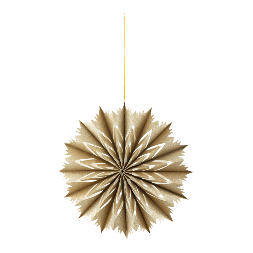 Snowflake, ⌀ 30cm out of paper, foldable, glittered, with magnetic closure