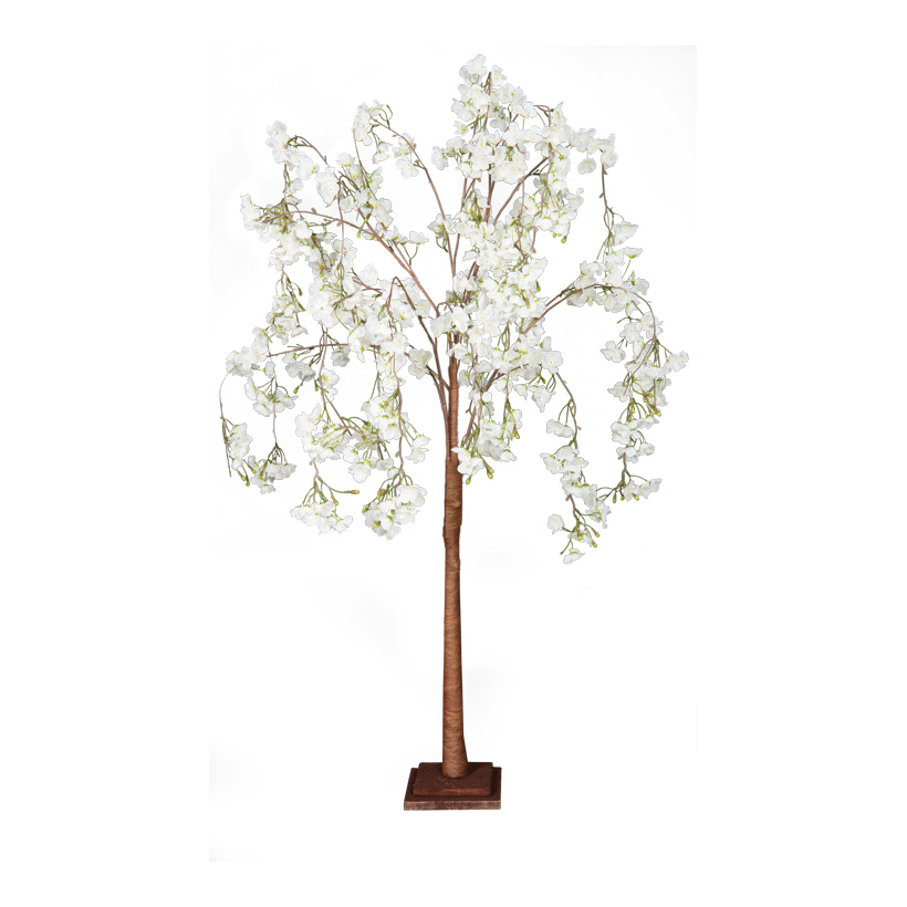 Kirschblütenbaum, 120cm Holzfuß:17x17x3,5cm, Stamm aus Hartpappe, Blüten aus Kunstseide