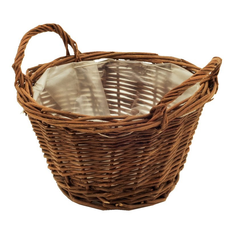 Plant basket, Ø 17,5cm, with plastic liner, height without handles 11,5cm