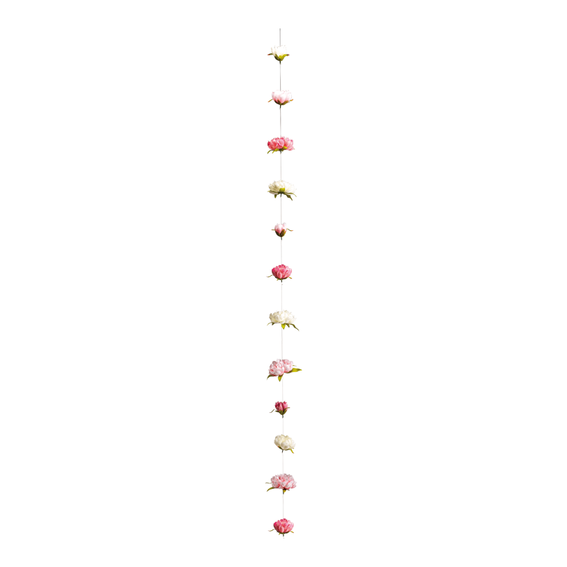 Pfingstrosengirlande, 200cm Pfingstrosenkopf: Ø 4-11cm 12-fach, aus Kunststeide, mit Nylonfaden