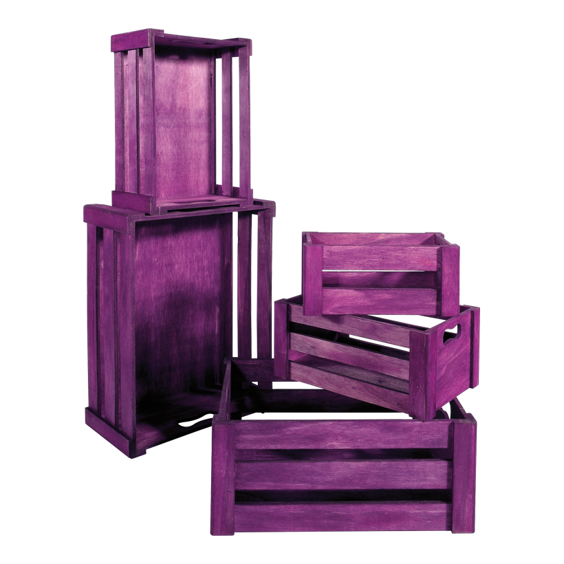 Crates von 37x28.5x15.5cm bis 21x12.5x9.5 cm, wood, 5 pcs./set, nested