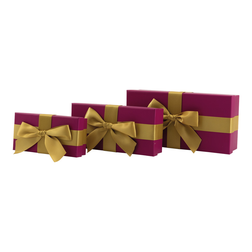 Boîte-cadeau, 30x15x8cm,25x12x6cm 20x10x5cm 3 pcs/set, avec noeud de satin rectangulaire, emboîtables