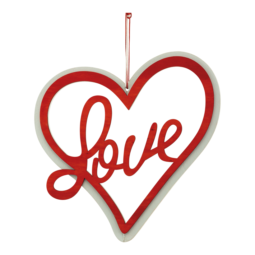 Cœur avec inscription "Love", 20cm en bois, à suspendre