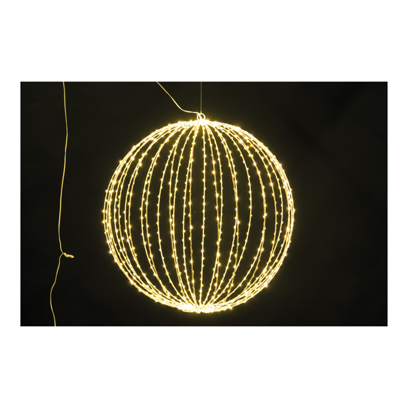 Boule, 30cm avec 320 micro-lumières, pour l'intérieur, en métal, pliable, câble de connexion 3m