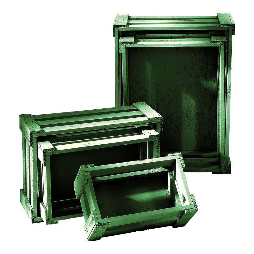 Crates von 37x28.5x15.5cm bis 21x12.5x9.5 cm, wood, 5 pcs./set, nested