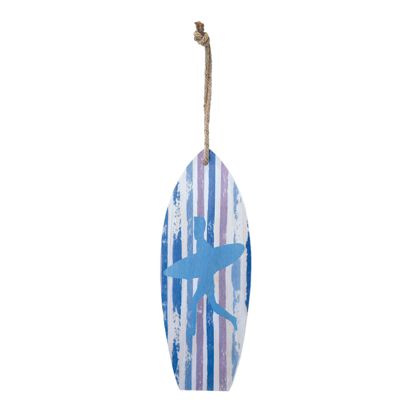 Surfbrett, H: 60cm B: 22cm mit Seilhänger, Motiv 2, aus Holz