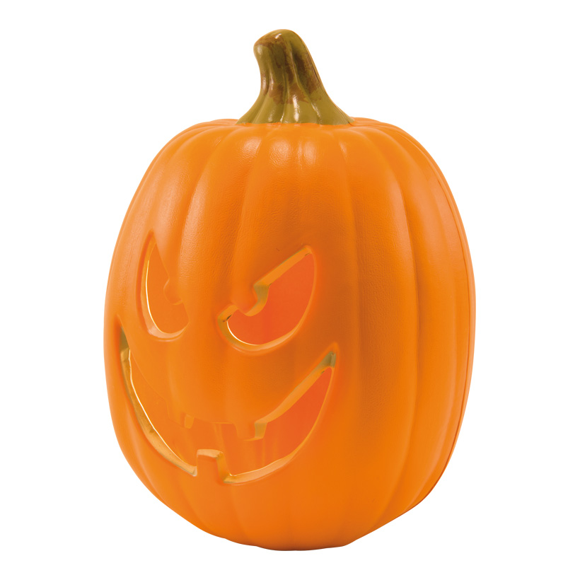 Pumpkin with face, 31x20cm out of plastic, with white interior light, 2x AA required