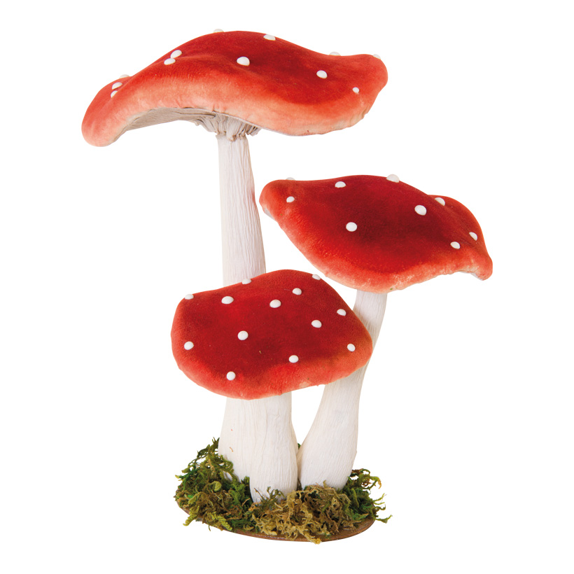 Group of fly agaric, 27x24x32cm 3-fold, out of styrofoam