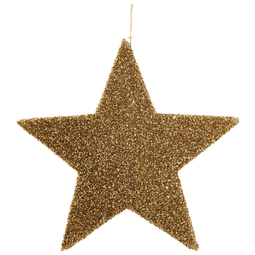 Star, Ø 40cm out of styrofoam, with tinsel glitter and hanger