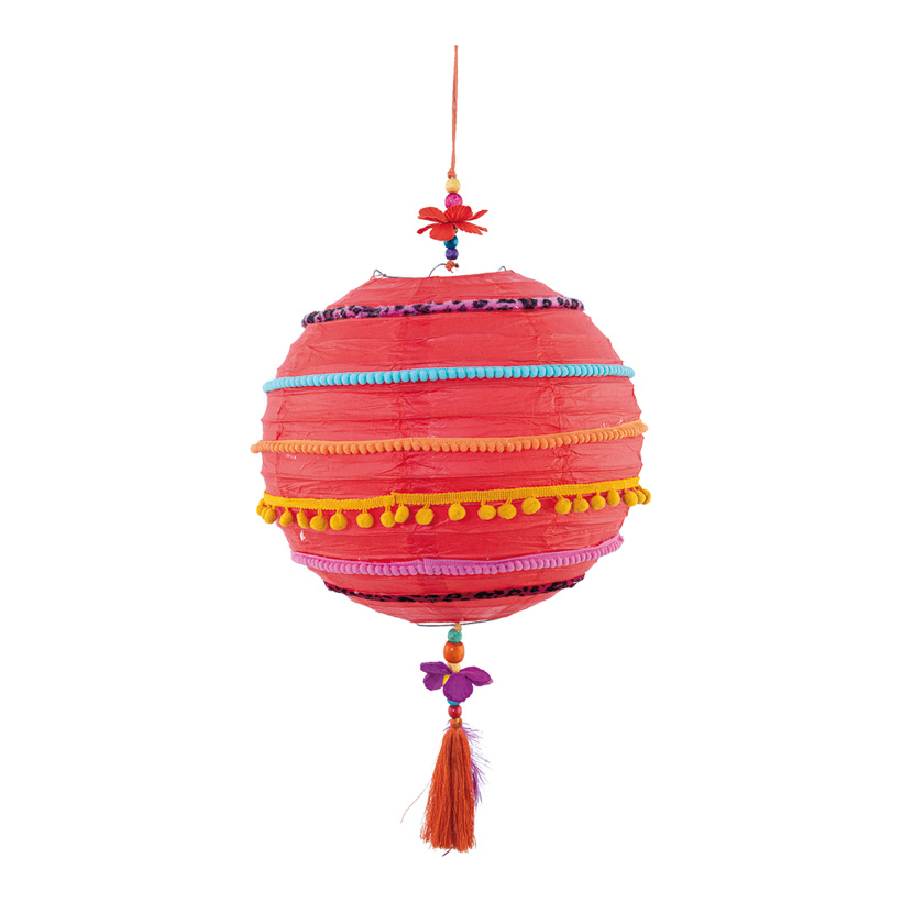 Lampion en papier, H: 65cm décoré coloré, avec cintre