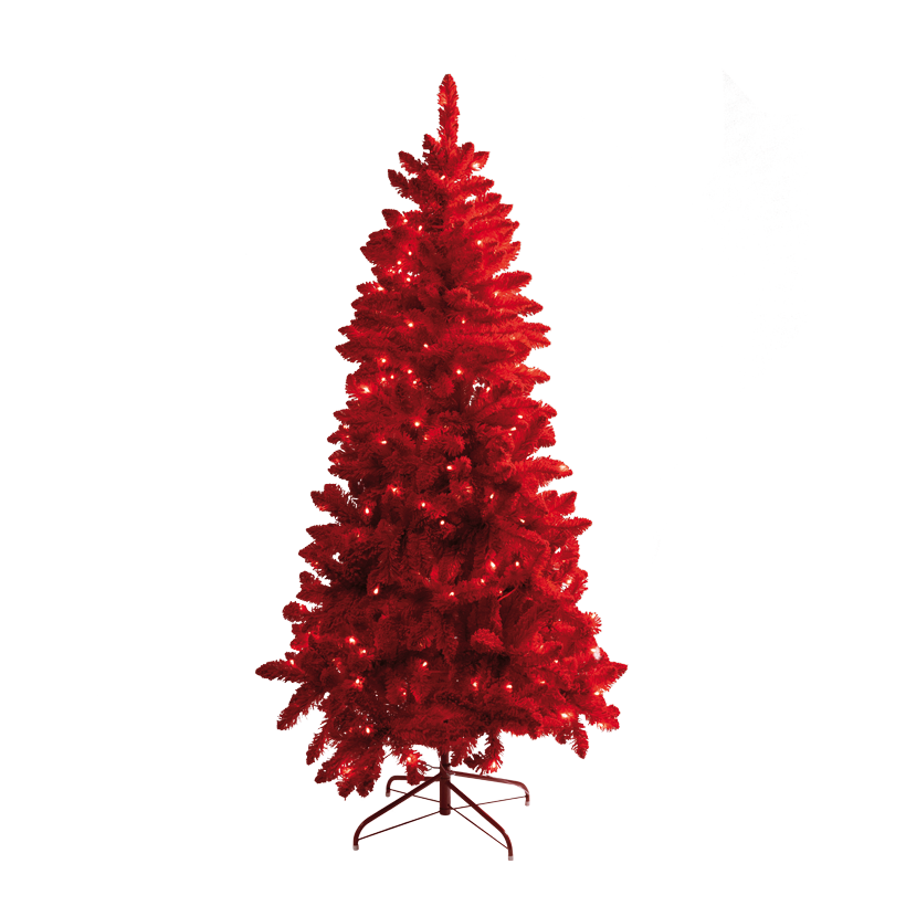 Edeltanne, 210cm Ø 100cm mit 895 Tips, 360 LEDs, 3-teilig, aus Kunststoff, beflockt, mit Metallständer, IP44 Stecker