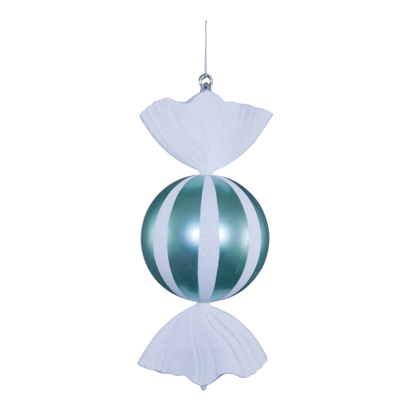 Bonbon, 47cm aus Kunststoff, rund, Ø 20cm, beglittert, mit Hänger