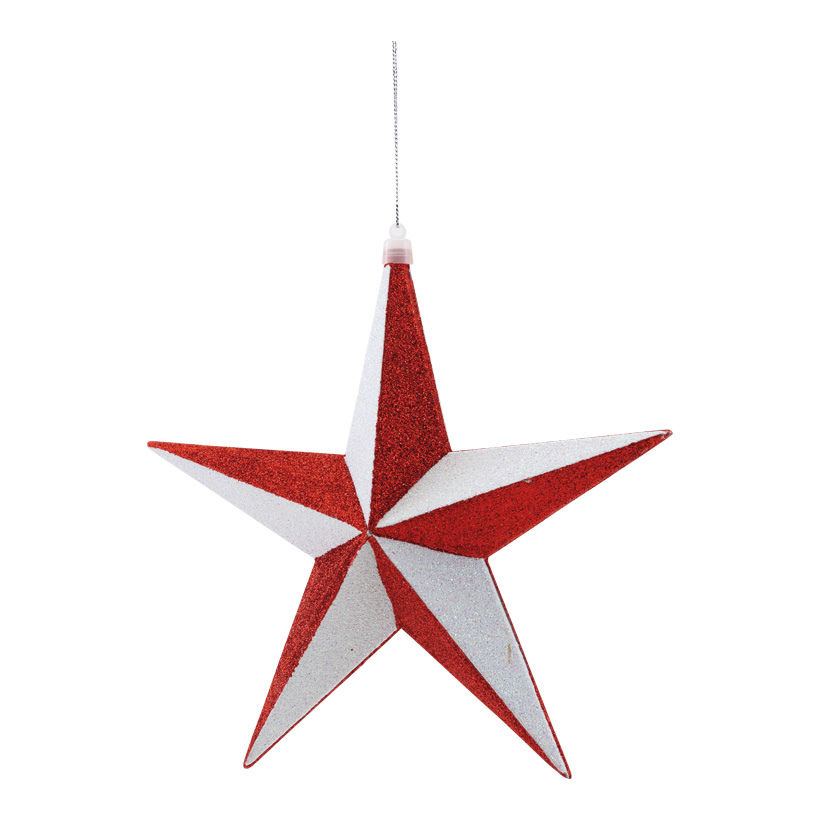 Stern, 20cm aus Kunststoff, beglittert, mit Hänger