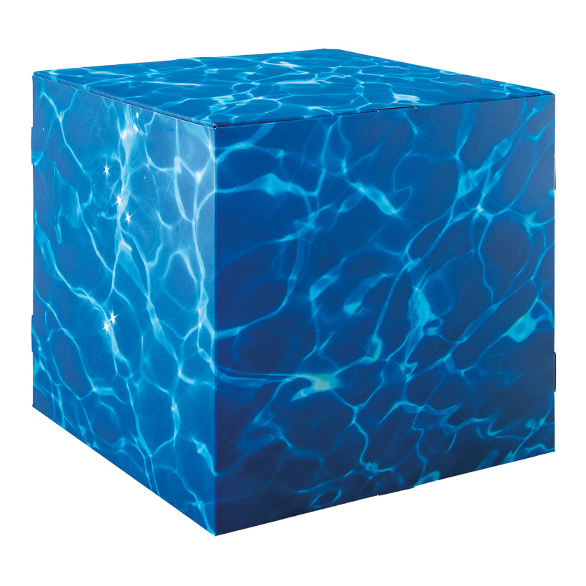 # Motif cube "water", 32x32x32cm with stabilization inside (cardboard), high printing- & material quality, 450g/m², foldable cardboard