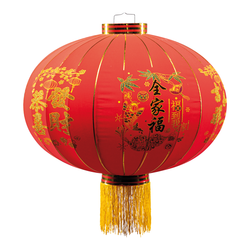 Chinese lantern, Ø 75cm out of velvet, with tassels, for hanging