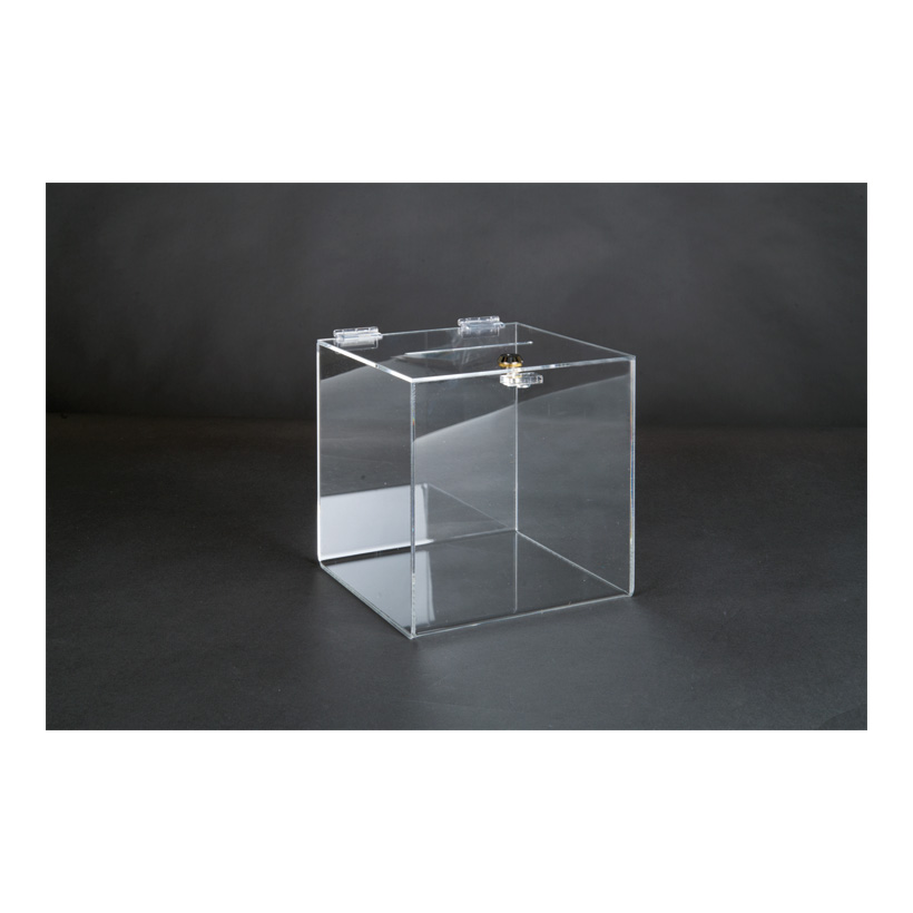# Acrylic raffle box, 25x25x25cm lockable