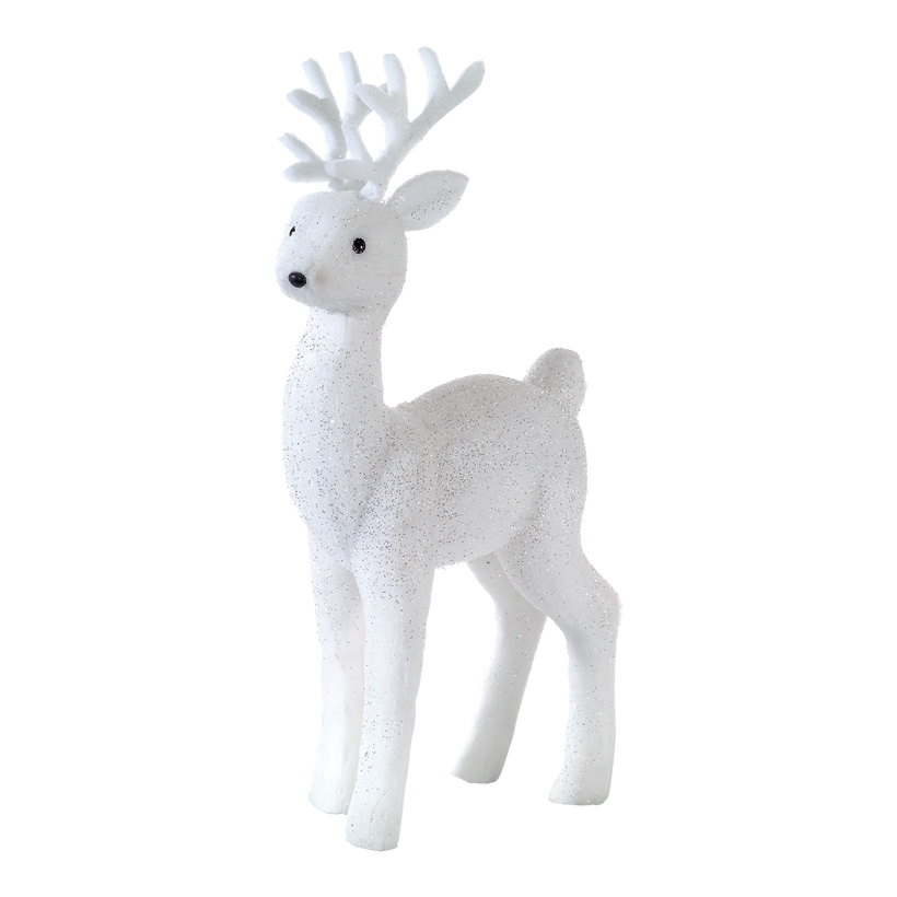 Standing deer, 62x36x15cm, with glimmer, plastic, antlers 20cm