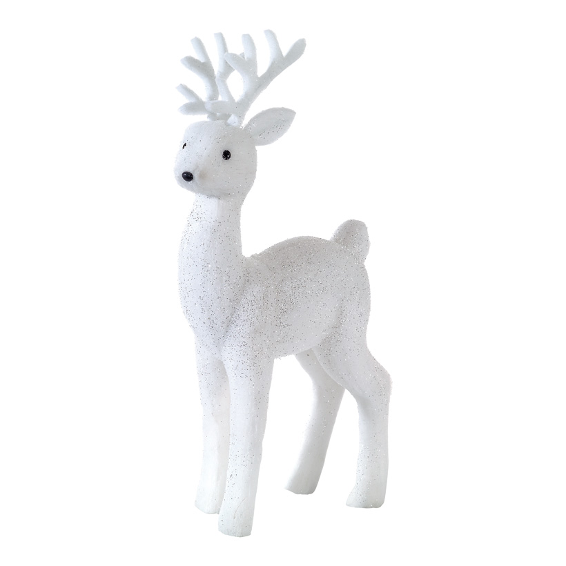 Cerf debout, 62x36x15cm, glitter, plastique, paumure 20cm