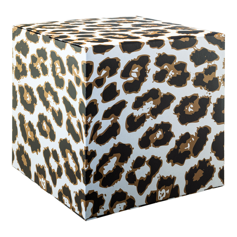 # Motif cube "leopard", 32x32x32cm with stabilization inside (cardboard), high printing- & material quality, 450g/m², foldable cardboard