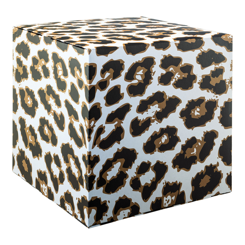 # Cube à motif " Léopard ", 32x32x32cm Croix carton intérieur pour stabilisation, haute qualité impression et matériel, 450g/m²,en carton, pliable