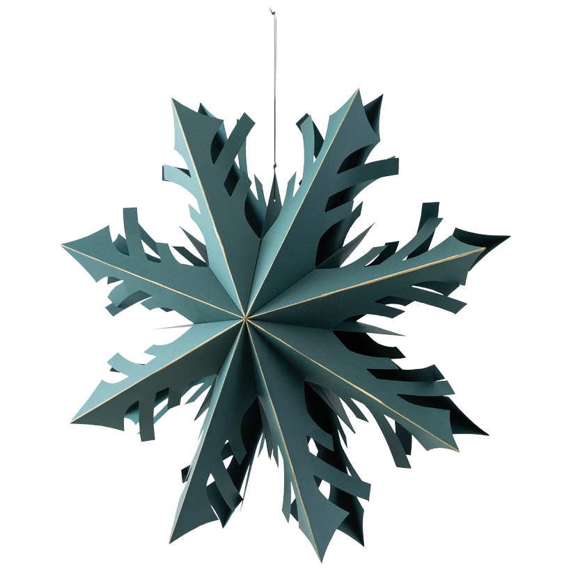 Snowflake, foldable, Ø 60cm out of paper, double-layered, with hanger, with magnetic closure
