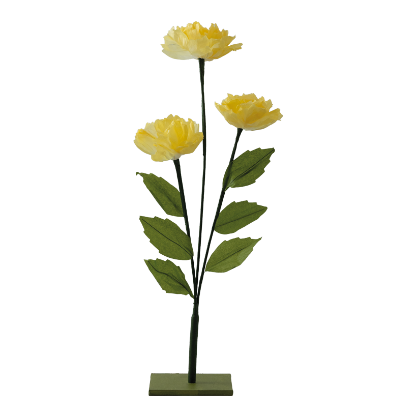 Blumen auf Holzfuß, 85cmØ 20cm, 120cmØ 25cm, 158cmØ 35cm Holzfuß: 17x12x1,5cm 3-fach, 2-teilig, aus Papier, biegsam