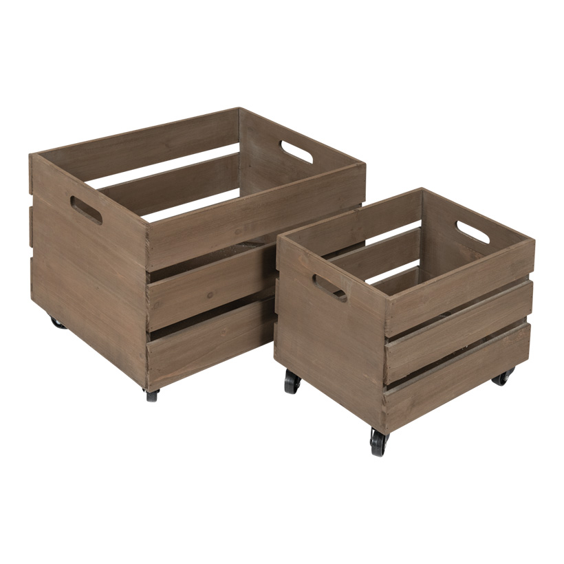 # Wooden boxes, set of 2 pieces, 26x38x30cm 36x50x30cm rollable