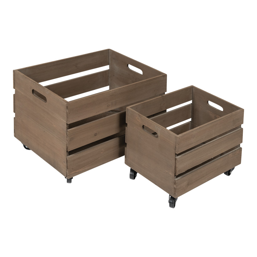 # Caisses en bois, ensemble de 2, 26x38x30cm 36x50x30cm enroulable