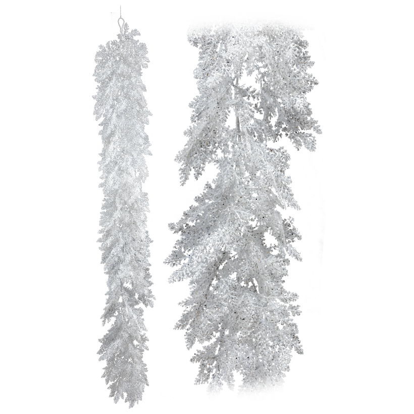 Garland, 180x25cm out of plastic and metal, with coarse glitter, flexible, with hanger