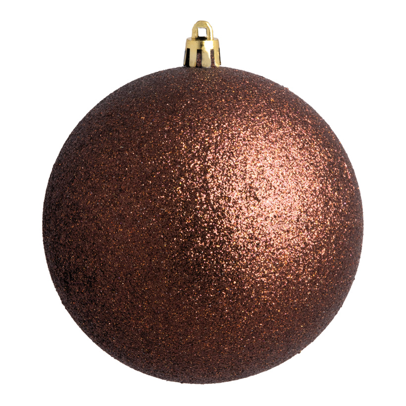 Boule de Noël, brun, Ø 10cm avec gitter, en plastique