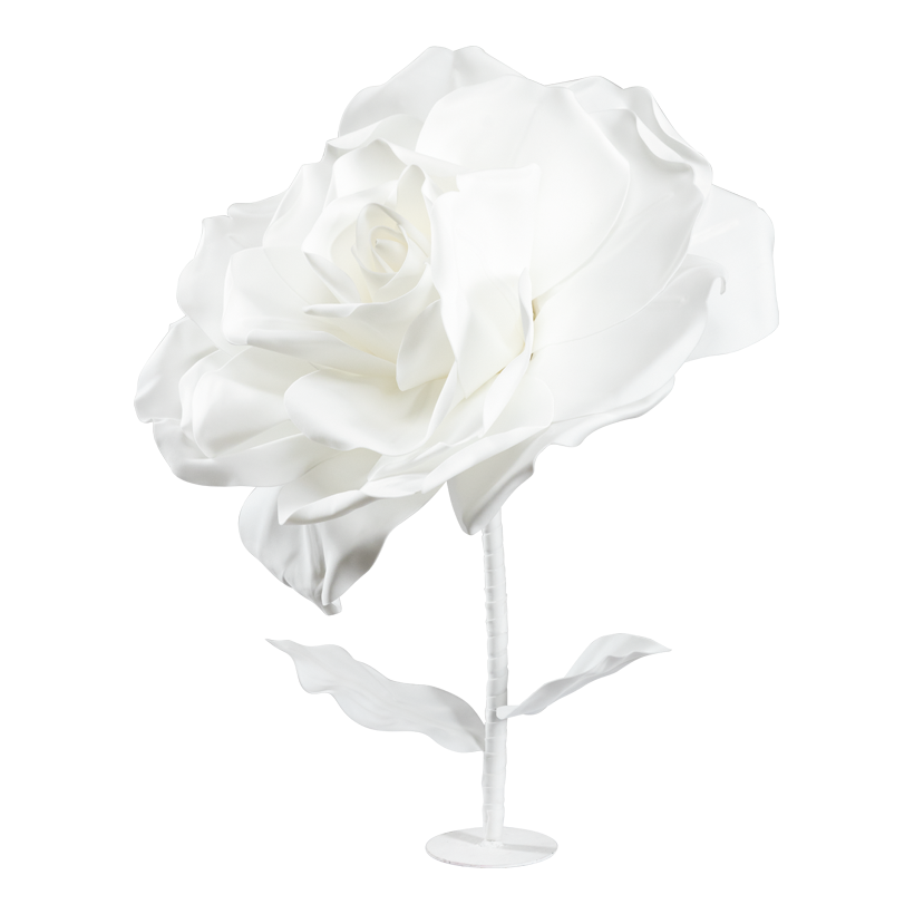 Rose avec pied métallique, Ø 60cm Gesamtlänge: 80cm, Metallfuß: Ø 13cm, en mousse/métal
