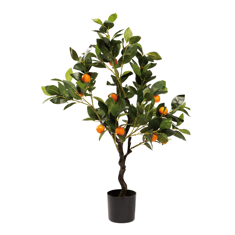 Orangenbaum im Topf, 90cm Topf: Ø 12cm, Orangen: ca. 3x3cm aus Kunststoff/Kunstseide