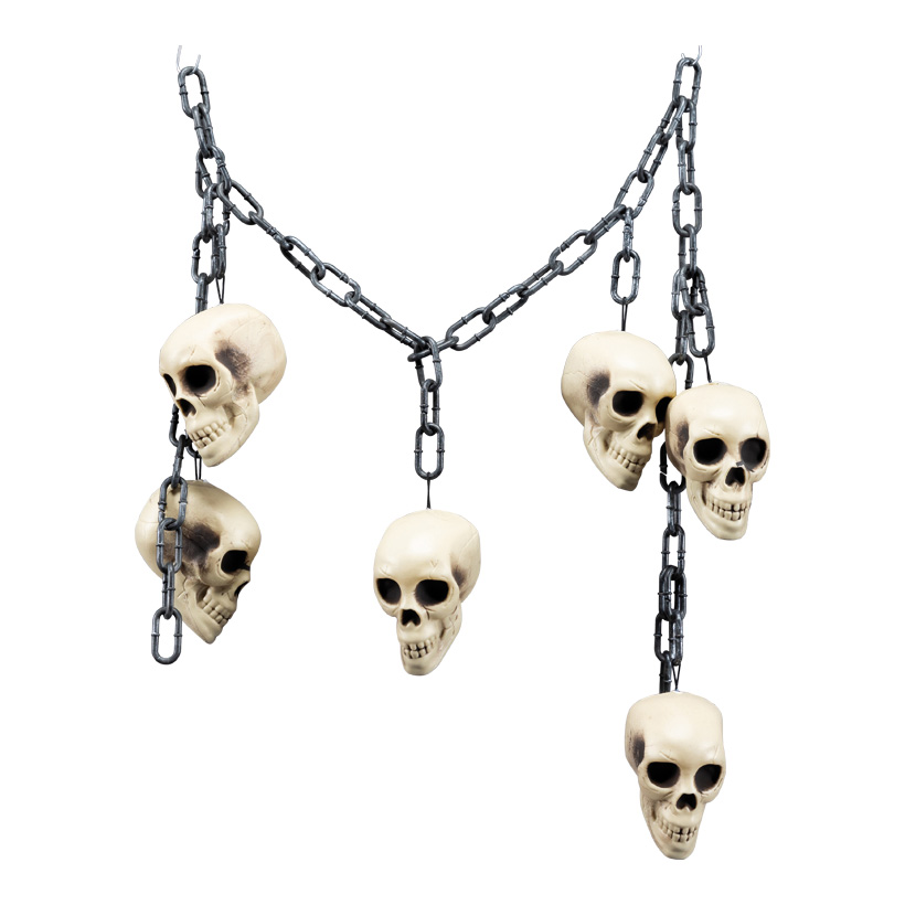 Skulls garland, 175cm out of plastic, with 6 skulls heads