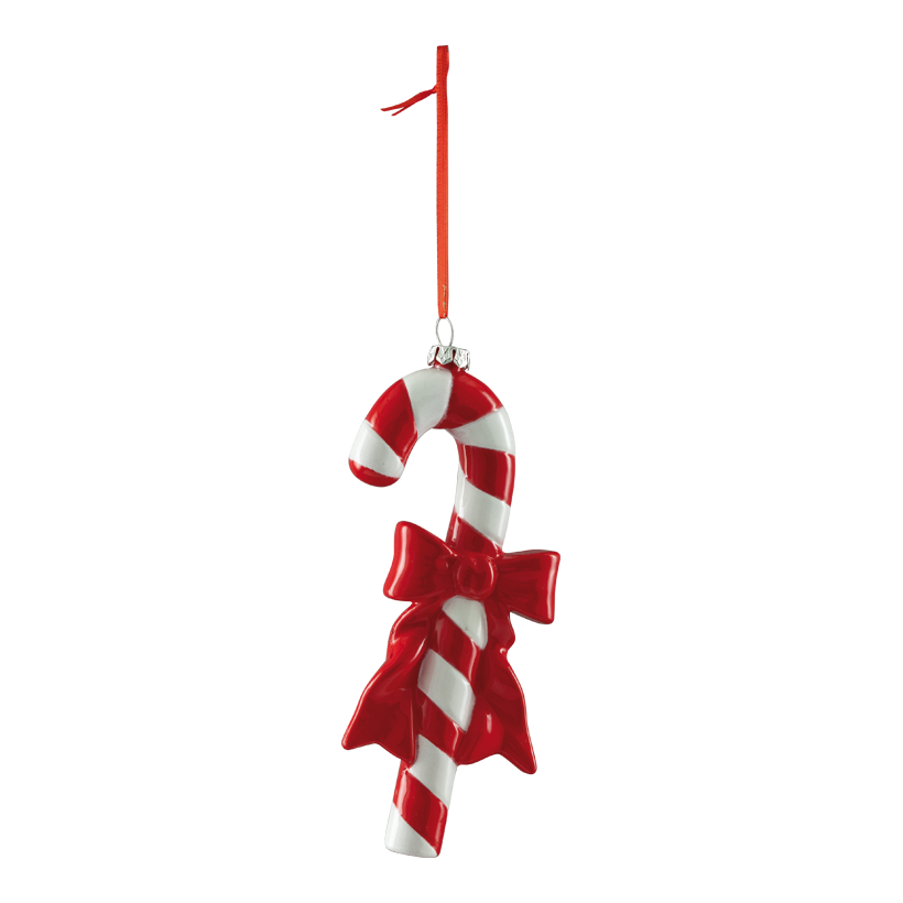 Candy stick with bow, 17cm out of plastic, with hanger