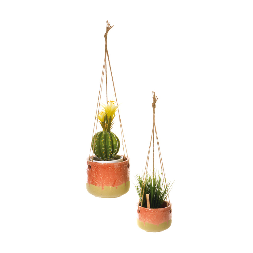 # Hanging pots 13x15 cm ceramic/rope