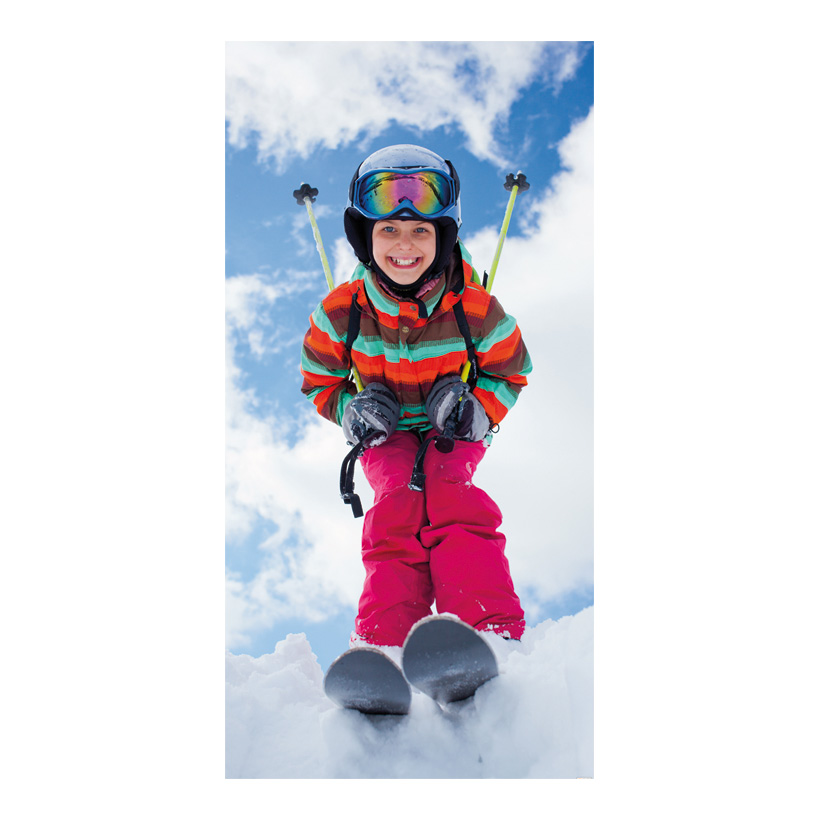 # Motivdruck "Mädchen auf Skiern", 80x200cm Stoff