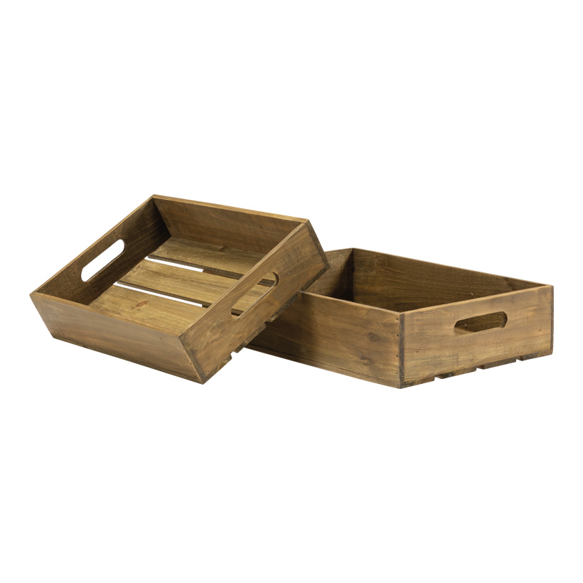 Wooden boxes in set, 40x30x10cm, 35x25x8cm 2-fold, nested