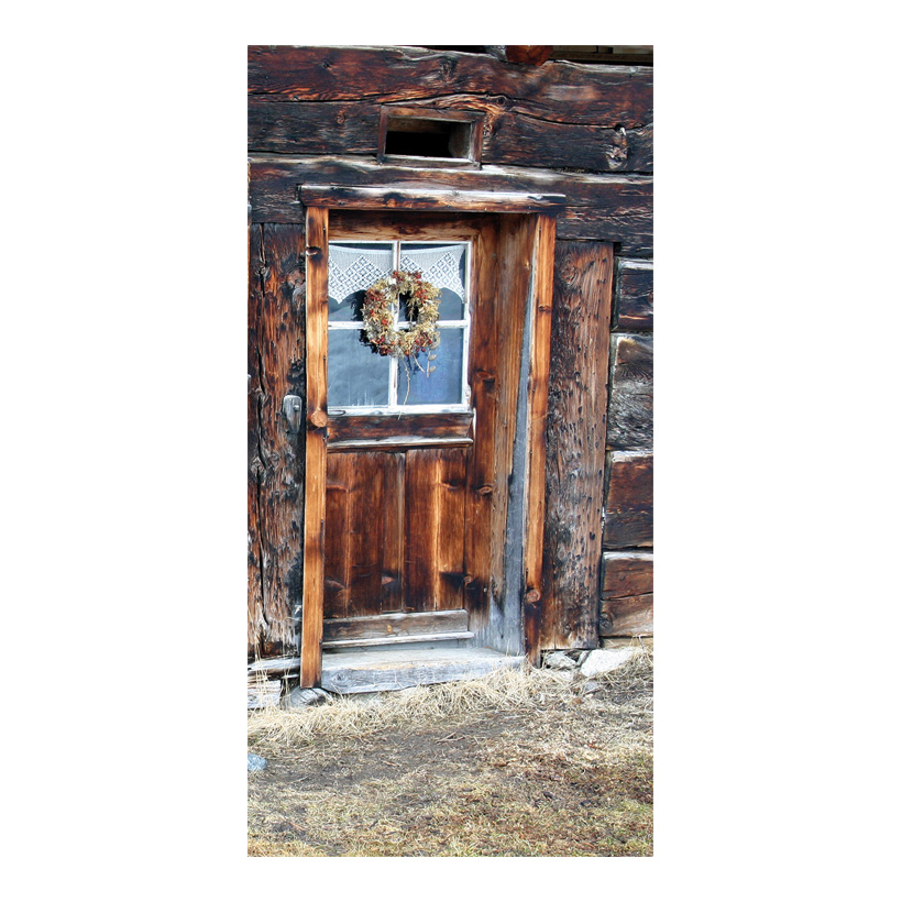 # Banner "Alpine cabin door", 180x90cm fabric