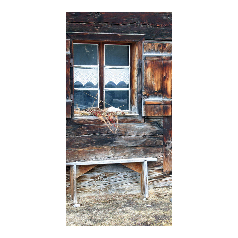 # Motivdruck "Almhüttenfenster", 180x90cm Stoff