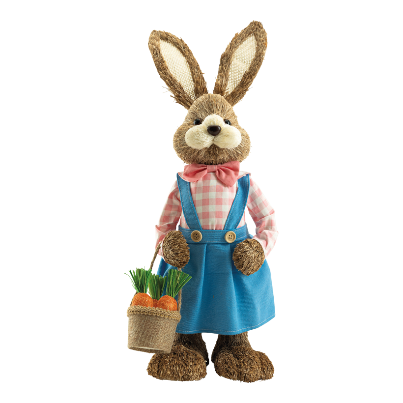 Hase mit Kleid, 60x19cm aus Kunstfaser/Styropor/Stroh